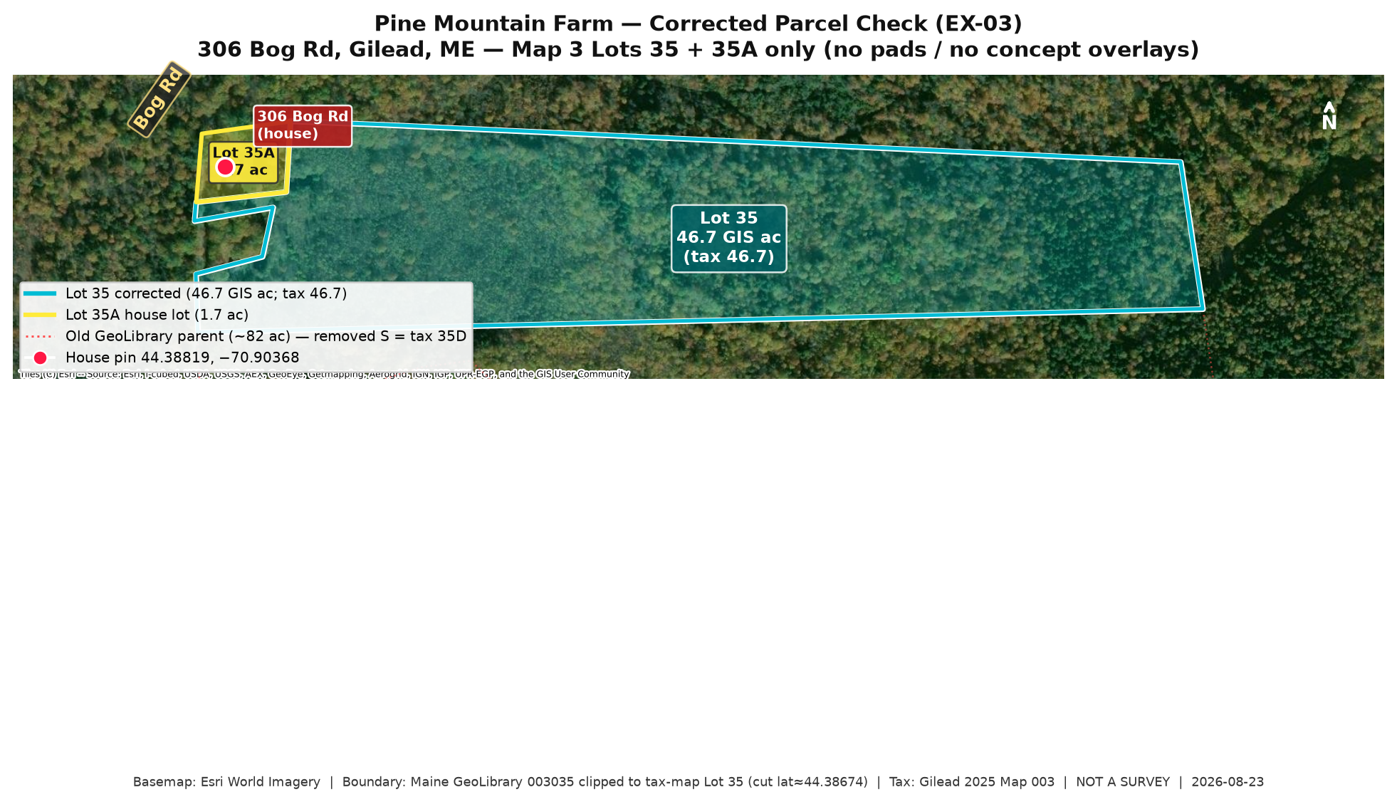 EX-03 correct parcel check — tax-calibrated Lot 35 outline verification